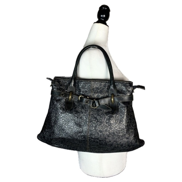 Roberta Gandolfi Made in Italy Black Leather Embossed Shoulder Bag - Picture 3 of 15